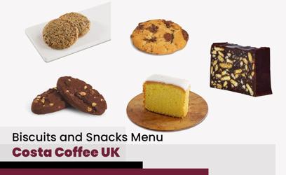 Costa Coffee Biscuits and Snacks Menu Price UK