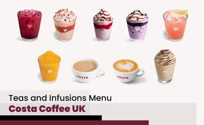 Costa Coffee Teas and Infusions Menu Price UK