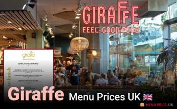 Giraffe UK Menu Price