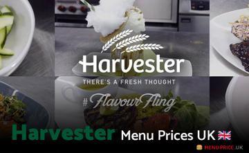 Harvester UK Menu Price