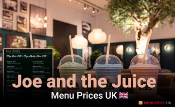 Joe and the Juice UK Menu Price