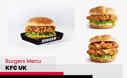 KFC Burgers Menu Price UK