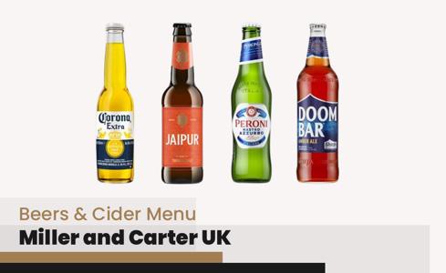 Miller and Carter Beers & Cider Menu Price UK