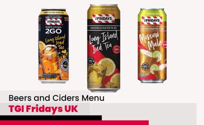 TGI Fridays Beers and Ciders Menu Price UK