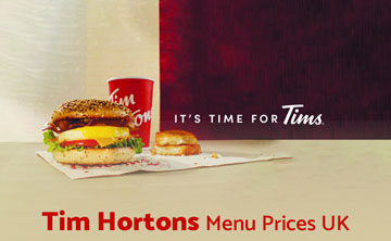 Tim Hortons UK Menu Price