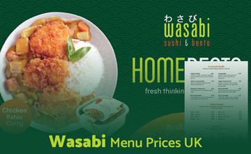 Wasabi UK Menu Price