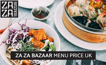 Za Za Bazaar UK Menu Price