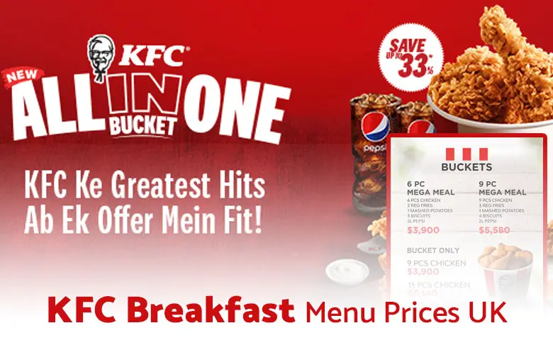 KFC Breakfast Menu Prices UK 2024